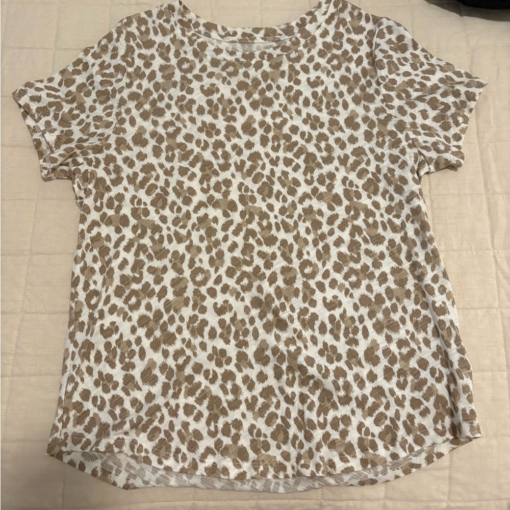 Old Navy Brown and Cream Patterned Short Sleeve Top